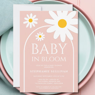 Baby in Bloom Pink Daisy Baby Shower Einladung
