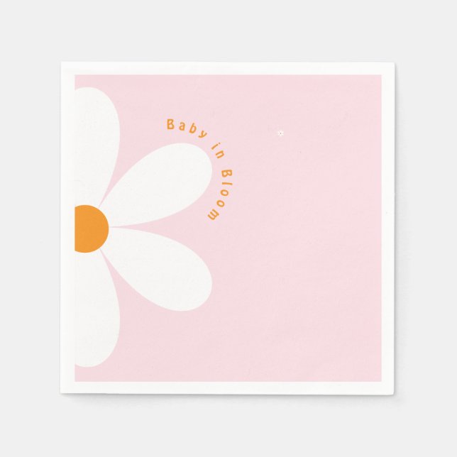 Baby in Bloom Pink Daisy Baby Shower Serviette (Vorderseite)