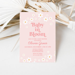 Baby in Bloom Pink Daisy Kinderdusche Einladung