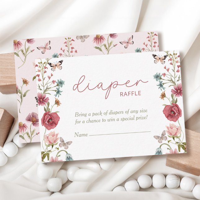Baby in Bloom Pink Diaper Raffle Baby Dusche Begleitkarte (Von Creator hochgeladen)