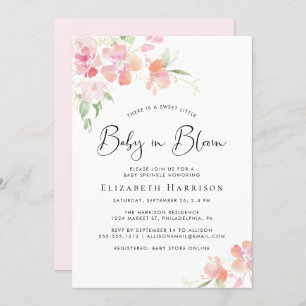Baby in Bloom Pink floral Baby Sprinkle Einladung
