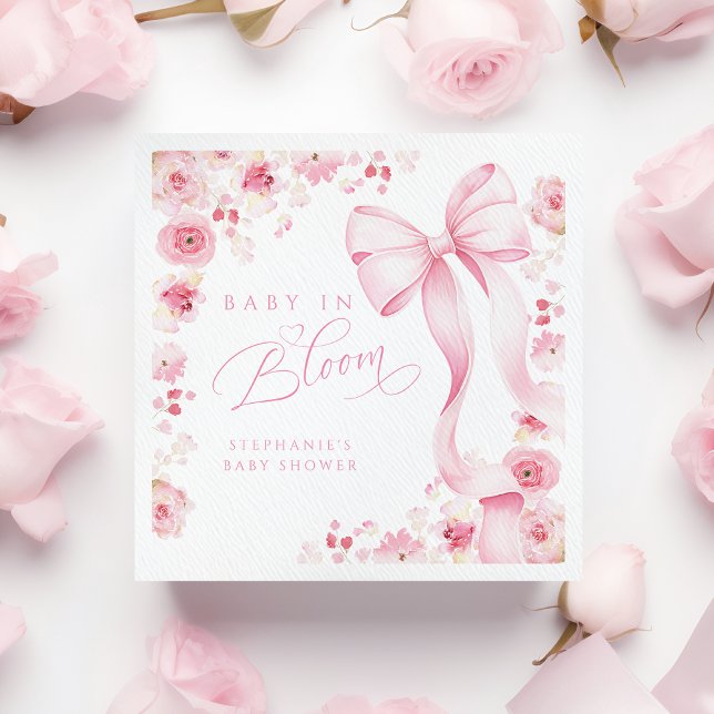 Baby in Bloom Pink Floral Napkins  Serviette (Von Creator hochgeladen)