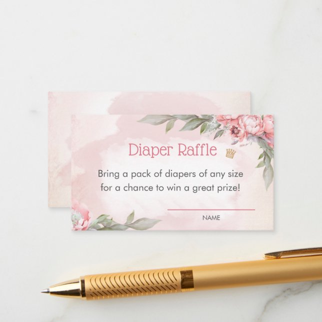 Baby in Bloom Pink Girl Dusche Windelwanne Windelw Begleitkarte (Vorderseite/Rückseite Beispiel)