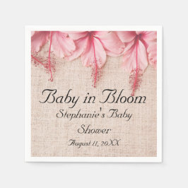 Baby in Bloom Pink Linen Florals Baby Dusche Serviette