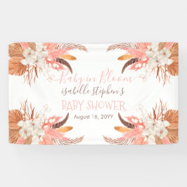 Baby in Bloom Pink Pampas Grass Boho Baby Dusche Banner