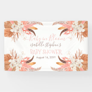 Baby in Bloom Pink Pampas Grass Boho Baby Dusche Banner