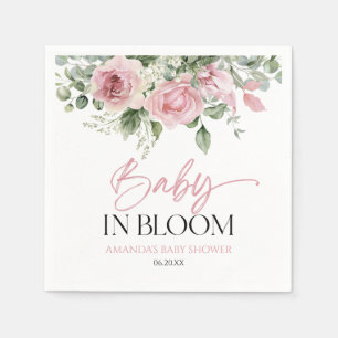 Baby in Bloom Pink Rose Blumenblütendusche Serviette