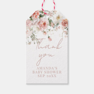 Baby in Bloom Pink Roses Floral Girl Babydusche Geschenkanhänger