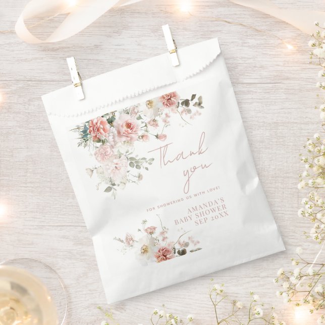 Baby in Bloom Pink Roses Floral Girl Babydusche Geschenktütchen (Ausgeschnitten)