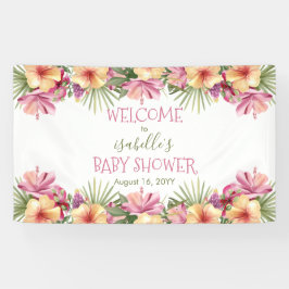 Baby in Bloom Pink Tropical Floral Baby Dusche Banner