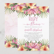 Baby in Bloom Pink Tropical Floral Baby Dusche Inv