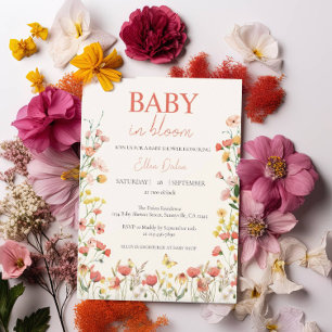 Baby in Bloom Pressed Wildflower Mädchen Baby Show Einladung
