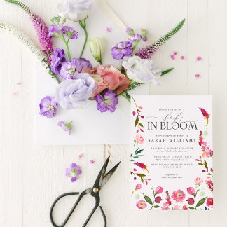 Baby in Bloom QR Code Wasserfarbendusche Einladung