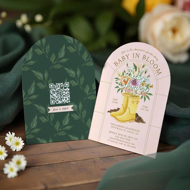 Baby in Bloom Rain Boots Blumengarten Babydusche Einladung (Baby in Bloom Rain boots Floral Garden Baby Shower Invitation)