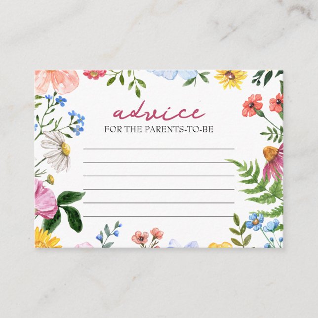 Baby in Bloom | Ratschläge für Kinderdusche Begleitkarte (Vorderseite)