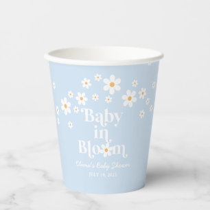 Baby in Bloom! Retro Daisy Blue Baby Dusche Pappbecher