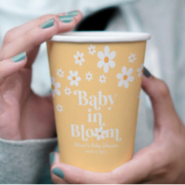 Baby in Bloom Retro Daisy gelbe Babydusche Pappbecher