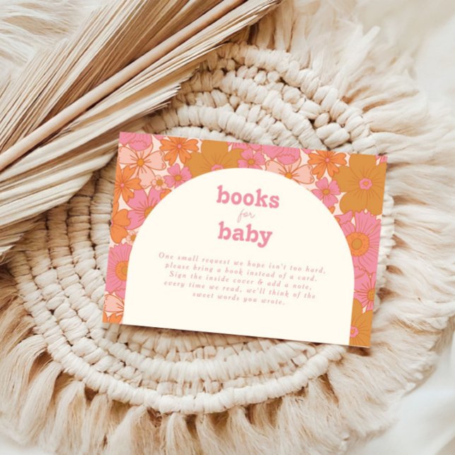 Baby in Bloom Retro Groovy Pink | Boho Begleitkarte (Von Creator hochgeladen)