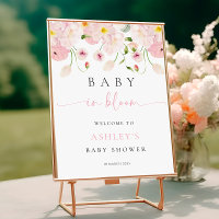 Baby In Bloom Rosa Babyparty-Willkommensposter