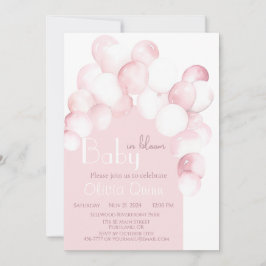 Baby in Bloom rosa Ballons Bogen Babydusche Einladung