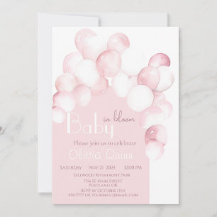 Baby in Bloom rosa Ballons Bogen Babydusche Einladung