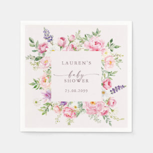 Baby in Bloom Rosa Blumen Baby-Party Servietten
