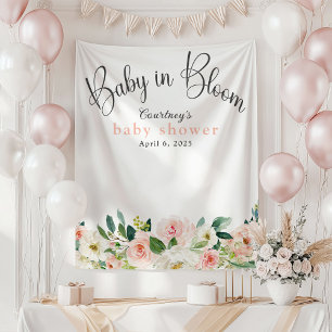 Baby in Bloom Rosa Blumen Baby Shower Wandteppich