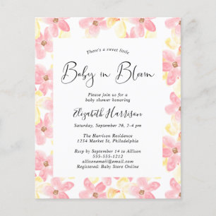 Baby in Bloom Rosa Blumendusche Einladung