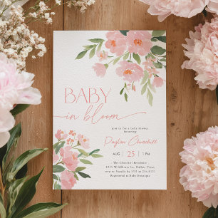 Baby in Bloom Rosa Blumige Babyparty-Einladung Einladung