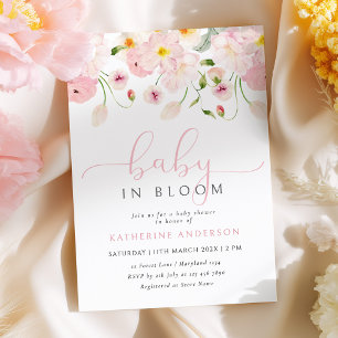 Baby In Bloom Rosa Florale Babyparty-Einladung Einladung