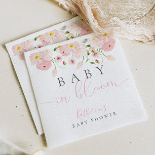 Baby In Bloom Rosa Florales Babyshower Serviette