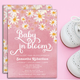 Baby in Bloom Rosa Gänseblümchen Baby Shower Einla Einladung