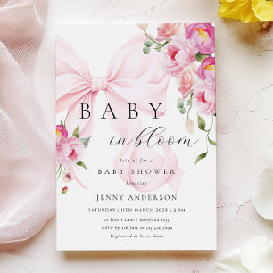 Baby In Bloom Rosa Schleife Baby-Einladung Einladung