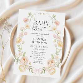 Baby in Bloom Rosa Schleife Babyparty-Einladung Einladung