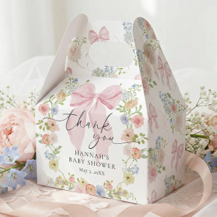 Baby in Bloom Rosa Schleife Babyparty Geschenkschachtel