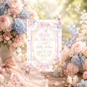 Baby In Bloom Rosa Schleife Whimsical Babyparty Einladung