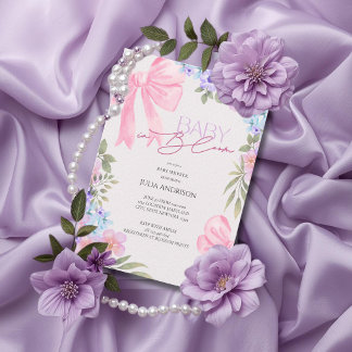 Baby In Bloom Rosa Schleifen-Baby-Einladung Einladung