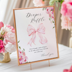 Baby in Bloom Rosa Schleifen-Windeln-Raffle Poster