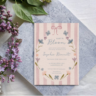 Baby in Bloom Rosa Wildblumen-Blüten-Baby-Party Einladung