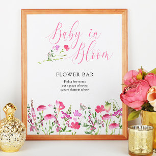 Baby in Bloom Rosa Wildflower Blumenbar Poster