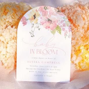 Baby in Bloom Rosafarbenes Blumen-Mädchen-Arch für Einladung