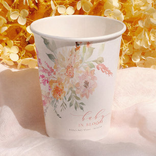 Baby In Bloom Rosafarbenes Frühlings-Babyshower Pappbecher