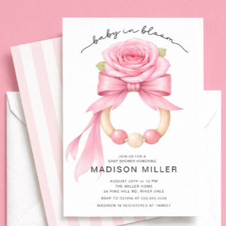 Baby in Bloom Rose Baby Shower Invitation Einladung