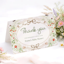 Baby in Bloom Rustic Baby Shower Thank You Card Dankeskarte