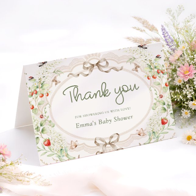 Baby in Bloom Rustic Baby Shower Thank You Card Dankeskarte (Von Creator hochgeladen)