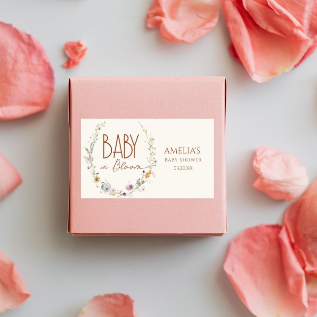 Baby in Bloom Rustic Terracotta Floral Baby Dusche Rechteckiger Aufkleber (Von Creator hochgeladen)