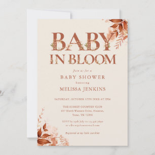 Baby In Bloom Rustikale Blumen Herbst-Baby-Party Einladung