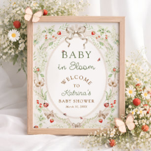 Baby in Bloom Rustikale Florale Babyparty Begrüßun Poster