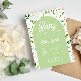 Baby in Bloom Sage Green Baby Dusche Einladung