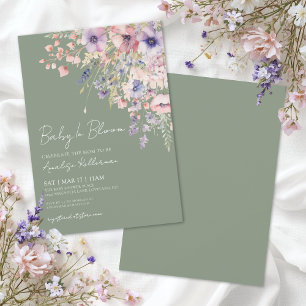 Baby In Bloom Salbeigrüne Babyparty Einladung